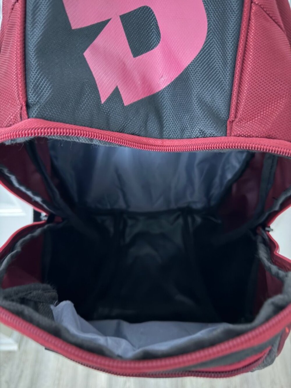 DeMarini Baseball Equipment Backpack Red Black - size of 11.5x9x17" - Picture 8 of 8